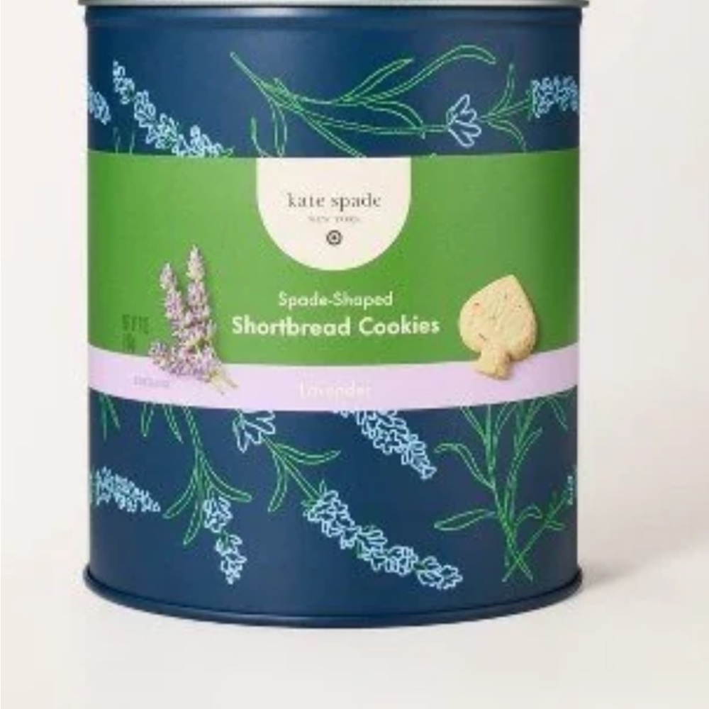 Kate Spade Blue and Green Cookie Tin with Botanical Design